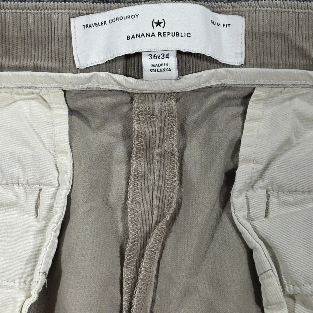 Banana Republic Traveler Corduroy Pants Mens 36x34 Gray Slim Fit 619087-01